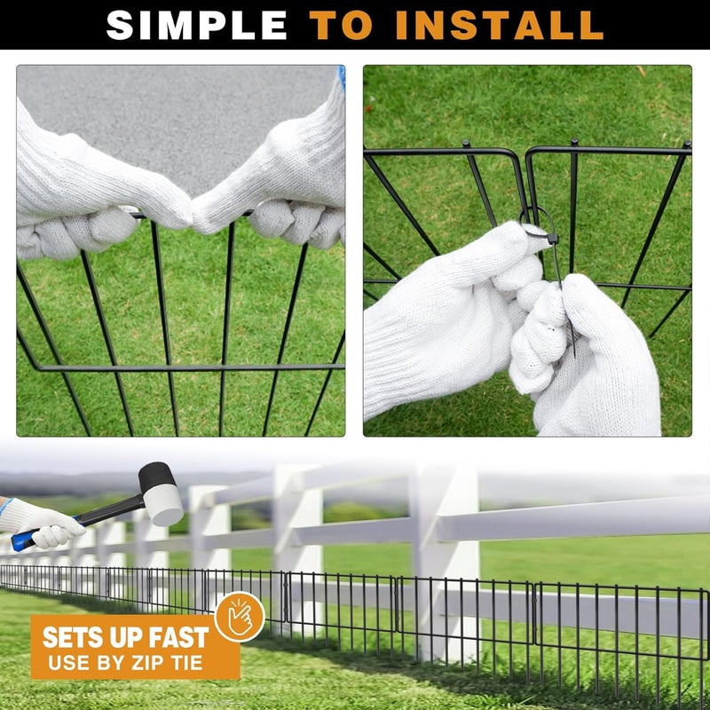 KYATE 15 Panels Animal Barrier Fence, 15ft(L) X 13inch(H) No Dig Fences Rabbits Barriers, Rustproof Metal Bottom Border Dog Blockers, Ground Stakes Defense for Garden Outdoor Landscape Patio - Image 4
